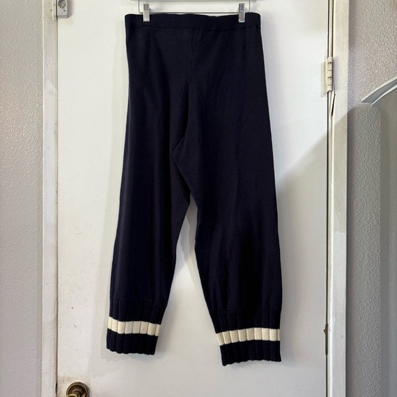 Urban Outfitters Navy Harem Pants Lounge Joggers Minimalist Coastal Knit Stripe - Picture 4 of 13